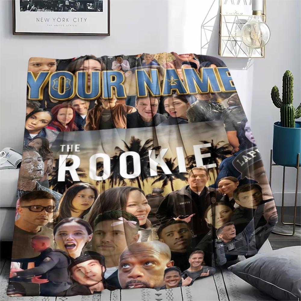 1PC Custom Name The Rookie Patterned Flannel Blanket Suitable For All Seasons for Home Decor Warmth and Comfort Gifts Holiday Present