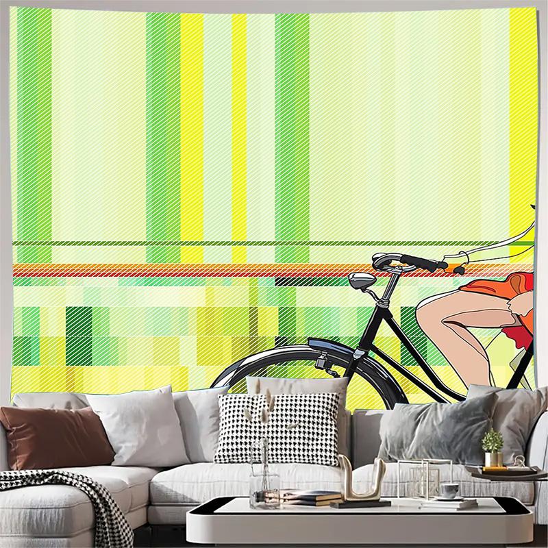 Anime Wall Tapestry Bicycle Girl Japanese Aesthetic Room Decor Manga Tapestry Bedroom Decoration Home Living Room Wall Hanging G