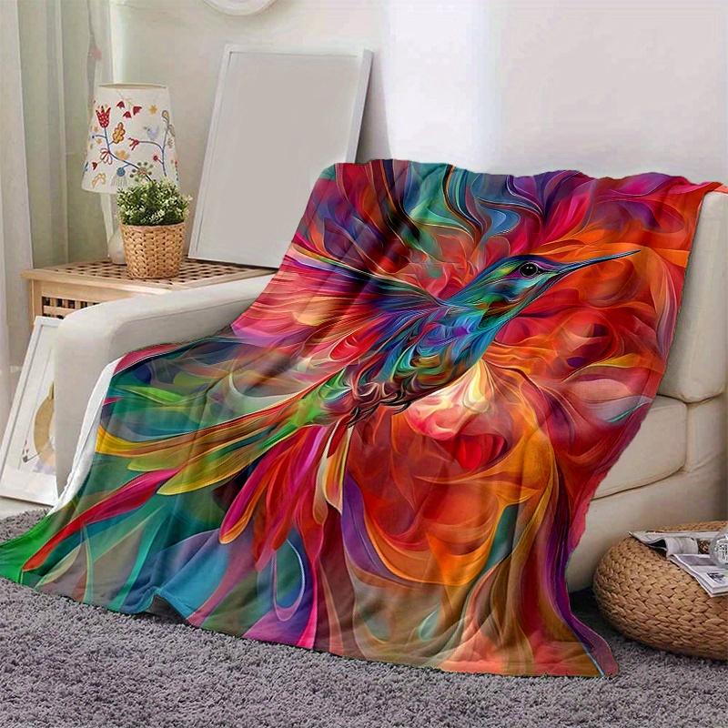1pc Whirling Colors Hummingbird's Dance Blanket,Living Room, Travel, Camping, Car Blankets