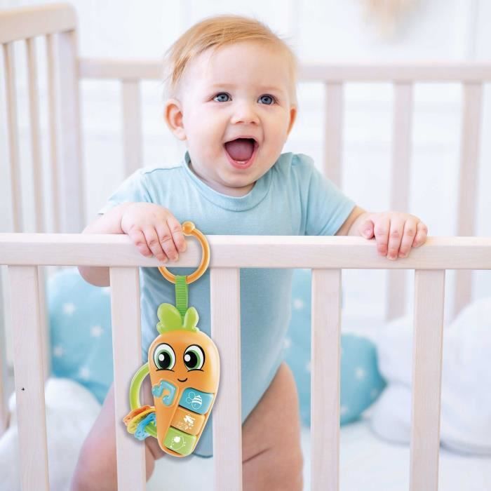 Carot - hochet électronique - carotina baby - mélodies et bruits d'animaux, anneaux de dentition