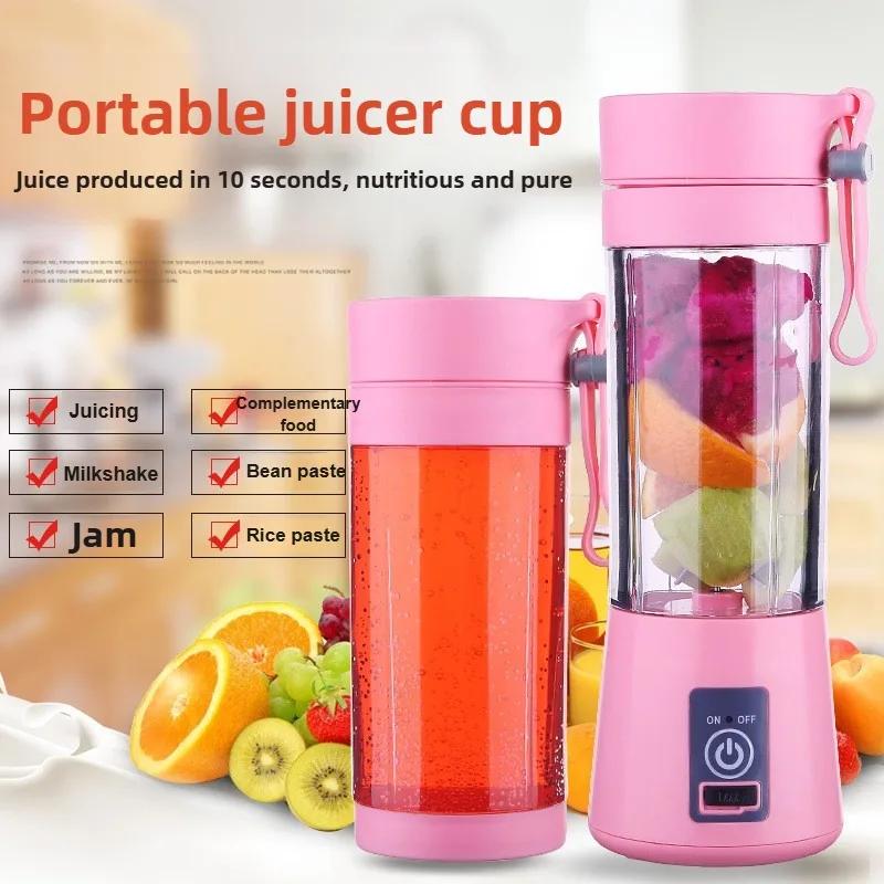 Tragbarer Mini-Mixer mit 380 ml für Shakes und Smoothies, wiederaufladbarer USB-Reise-Fruchtsaftbecher, Hand-Fruchtmixer-Saftbecher