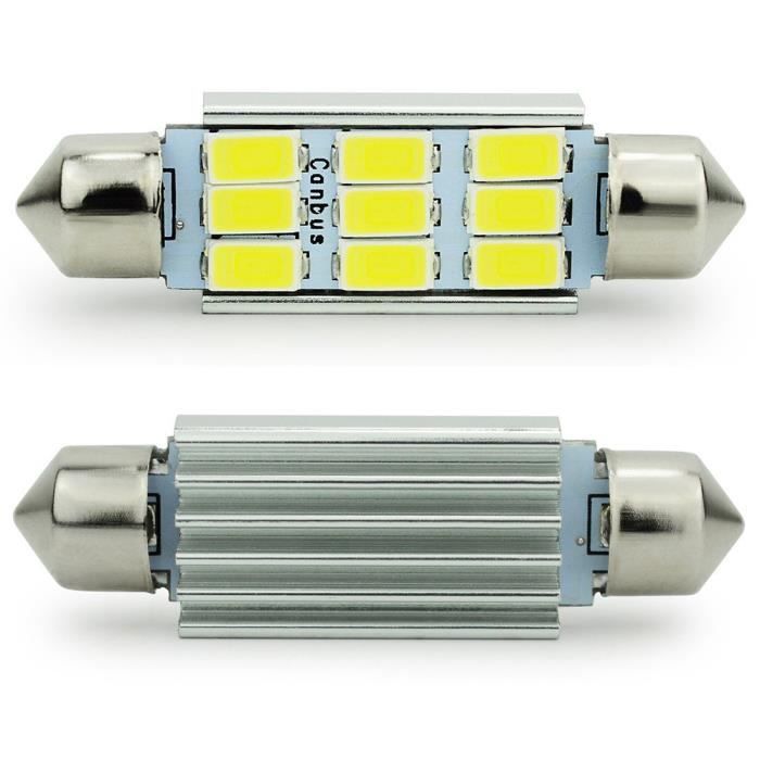 Safego 4x C5W 42MM LED 5730 9 SMD Voiture Ampoule toit ODB Plafonnie la lumière de plaque d'immatriculation DC 12V Blanc Pur 6000K