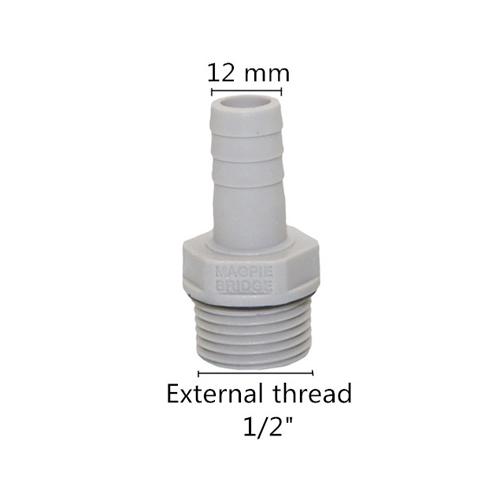 1/2" BSP Male Thread To 8mm 10mm 12mm Straight Connectors Barbed Pagoda Type Connection Coupling Joint Plastic Pipe Fittings 1Pc