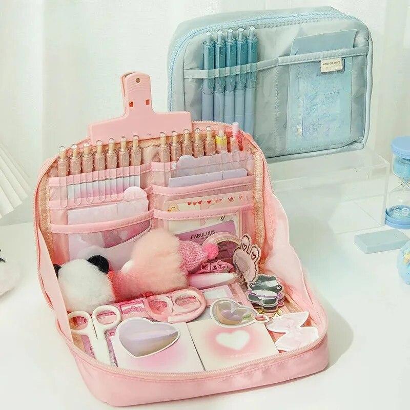

12-слойная грязеотталкивающая сумка-карандаш большой емкости с пандой, эстетическая школьная коробка, чехол для канцелярских принадлежностей, пенал на молнии, школьные принадлежности United States розовый