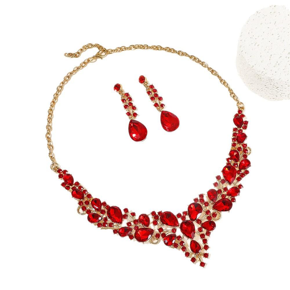 Accessories Exaggerated Vintage Necklace Set Female Luxury Crystal Banquet Dress Accessories Collarbone Chain