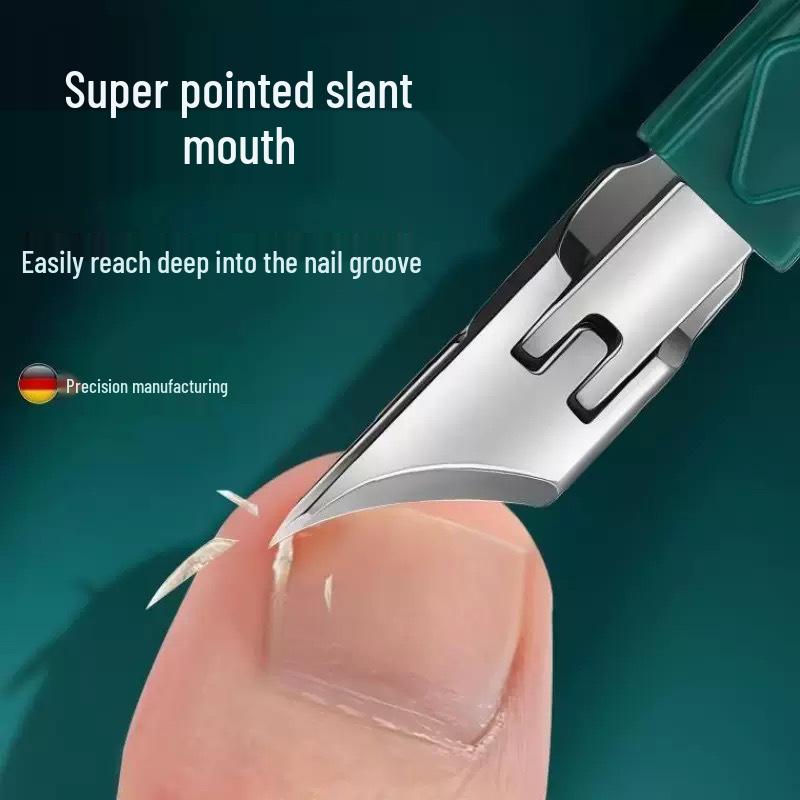 Fine-Tipped Angled Nail Clippers, Large Opening & Anti-Splatter, Portable for Thick and Hard Nails - Manicure Tool