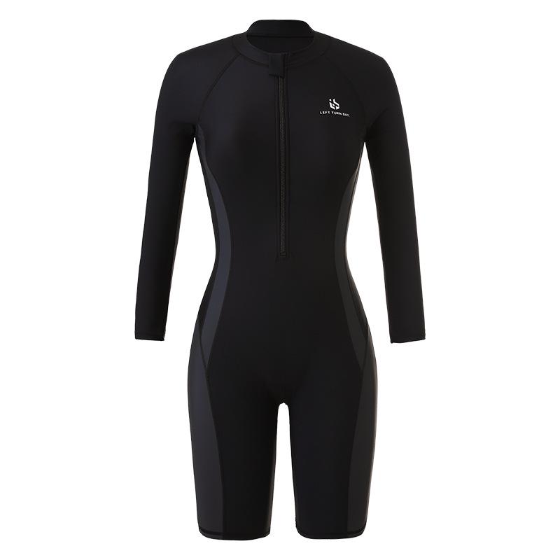 Women s Long Sleeve One-Piece Wetsuit: Sun Protective, Quick Dry, Conservative, Plus Size, Slimming Swimwear M