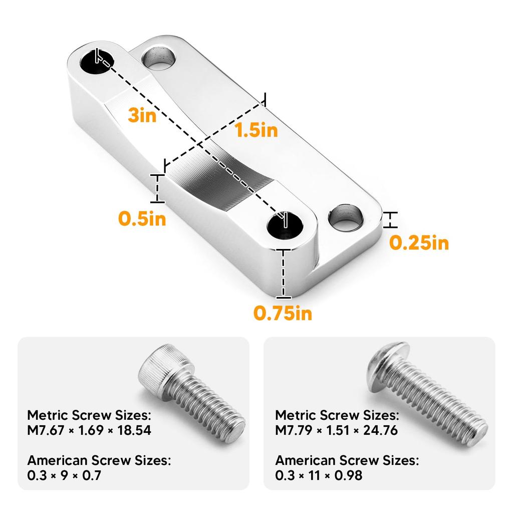Wsays Touring Front Fender Riser Relocator Spacer Kit 20mm Lift Adapter Chrome for Harley