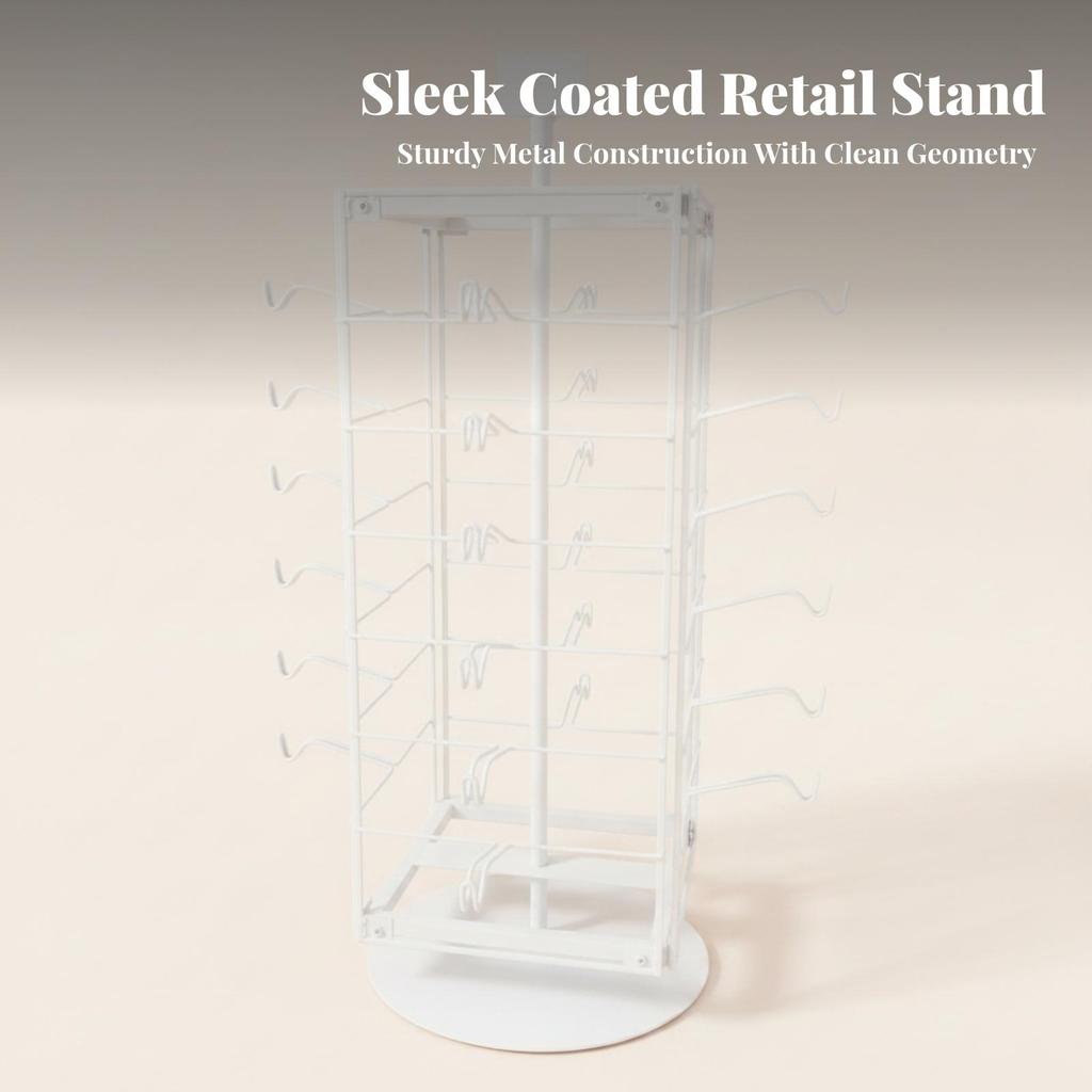 Powder-Coated Rotating Eyeglass Display Rack Compact Easy