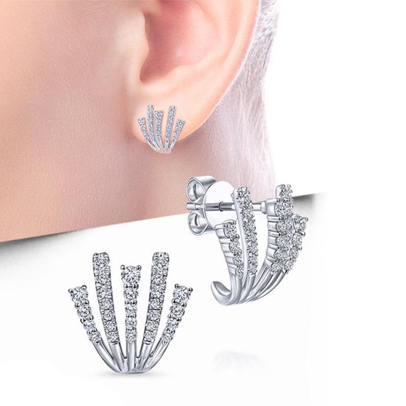 Ear Clips, Women'S Fashion Light Luxury Full Diamond Claw Earrings, Personalized Niche High-End Earrings