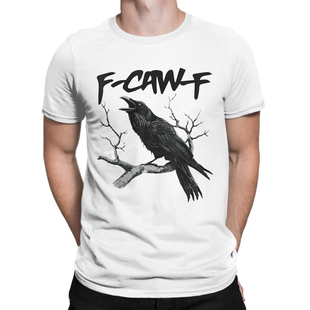 F Caw F Black Bird T-Shirt Beach  Cotton T Shirts For Men's Harajuku Print Tshirt Short Sleeve Classic Top Tees