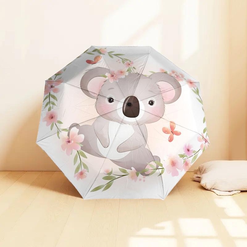 1pc Koala Flowers Pattern Umbrella  Automatic Opening and Closing Umbrella, High Quality Umbrella, Ideal Gift for Her 264