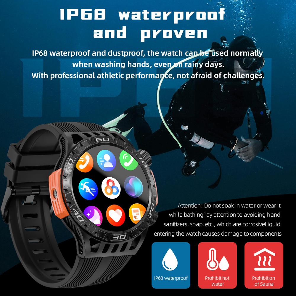 Multifunctional Smartwatch, Bluetooth Call, Flashlight, Waterproof, 1.46-inch Screen, Compass, Sports Fitness Tracker