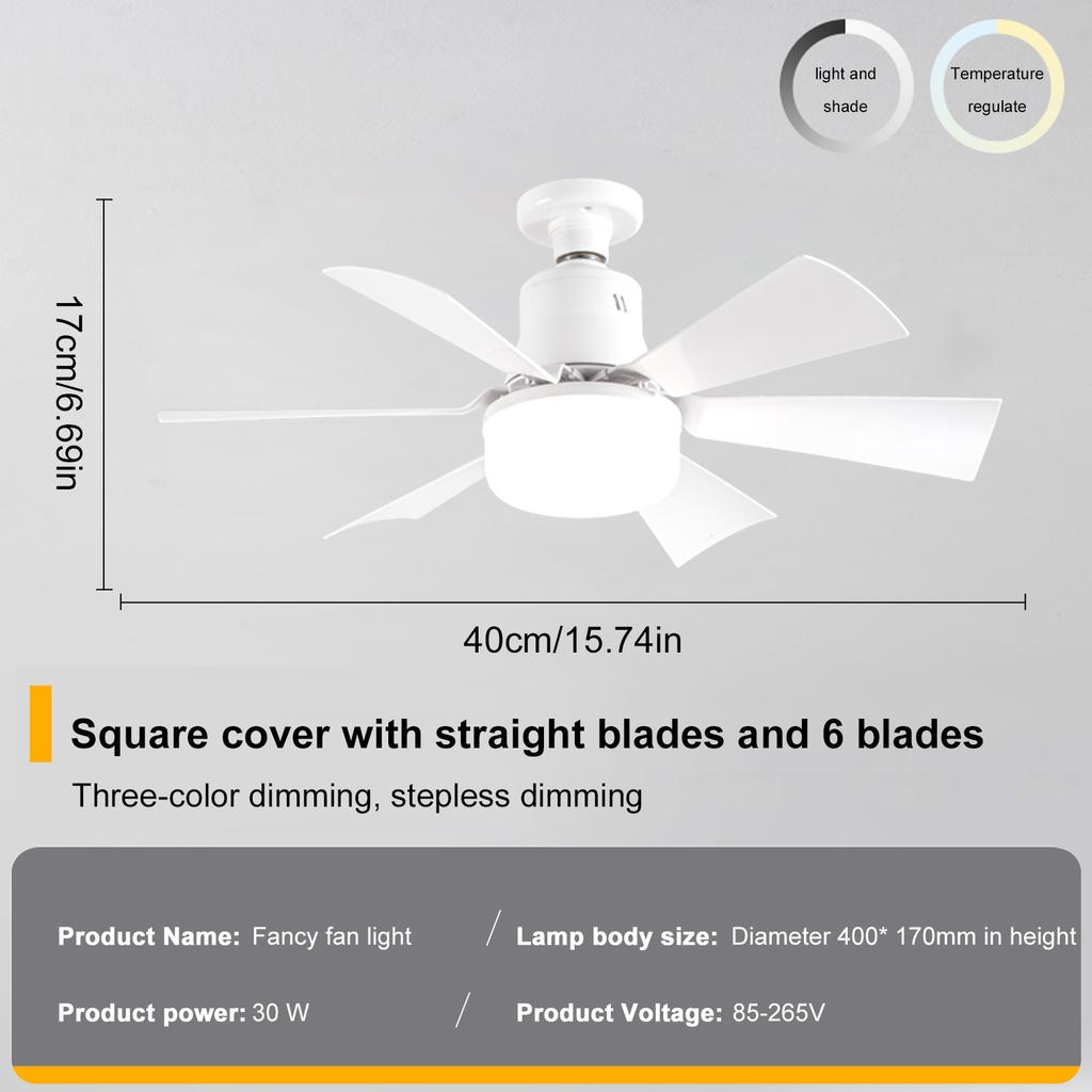 Smart Ceiling Fan Light Combo Remote Controlled Socket Fan with Timer 18W LED & 6 Blades Easy Install for Living Room/Bedroom