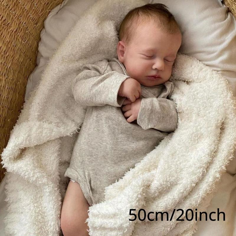 

BZDOLL 50CM 20inch Soft Vinyl Doll Reborn Baby with 3D-Paint Skin and Visible Veins, Handmade Realistic Sleeping Girl Toy cloth body doll