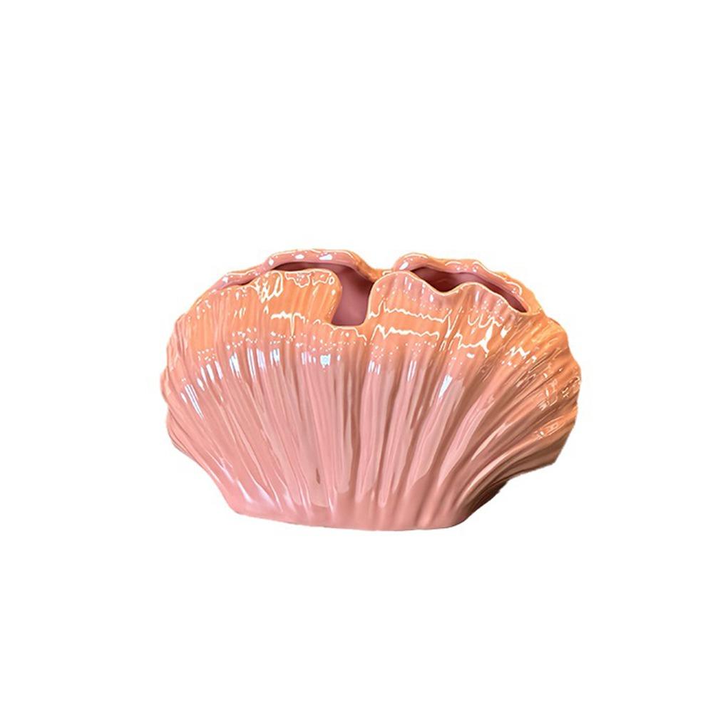 Glazed Ceramic Tissue Box Creative Ornament Shell Shape Napkin Holder Wide Mouth Smooth Extraction Desktop Napkin Case Home