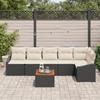 VidaXL Ensemble de Canapés de Jardin 7 Pièces avec Coussins Noir Poly Rattan Acacia 3356507