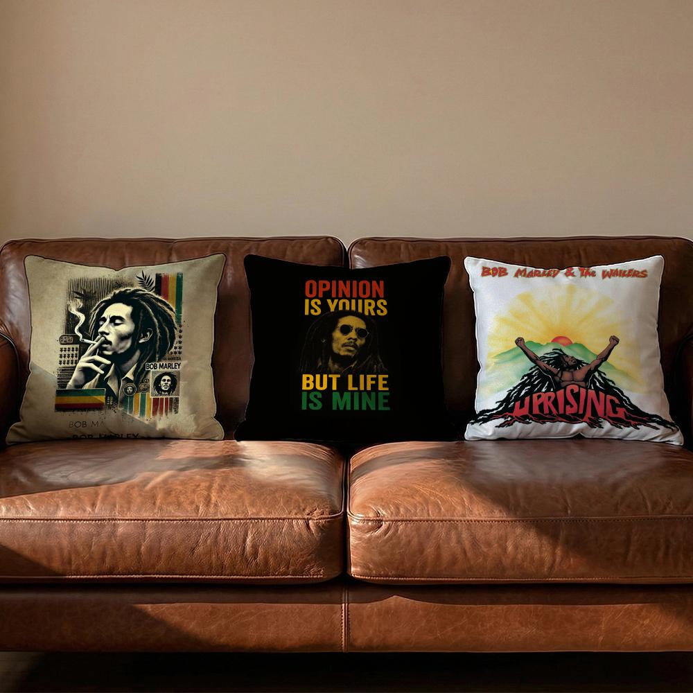 Bob Marley The Wailers Cushion Cover Soft Reversible Durable Pillow Cover MultiScene Use for Home Car Daily Comfort