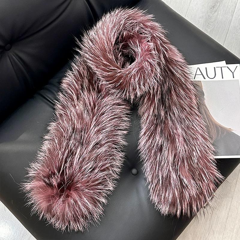 2025 Winter Fashion Luxury Fox Fur Scarf Woman Double-sided Thicken Soft Long Real Fur Scarf Neck Warmer
