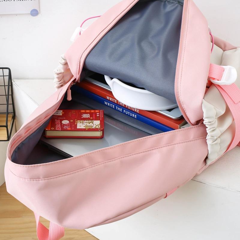 New Color-blocking Cute Cartoon Casual Backpack for Primary and Secondary School Students' School Bags for Going Out Every Day Large Capacity Backpack