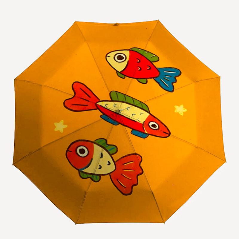 

1PC Fishes Ocean Automatic Folding Umbrella Portable Collapsible 8-Rib Umbrella for All Seasons, Casual Outdoor Accessory, A49