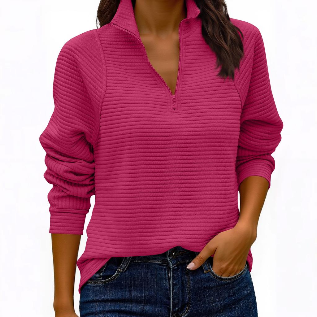 Women's Fashion Solid Color Stand Collar Fashion Women's Knitted Sweatshirt