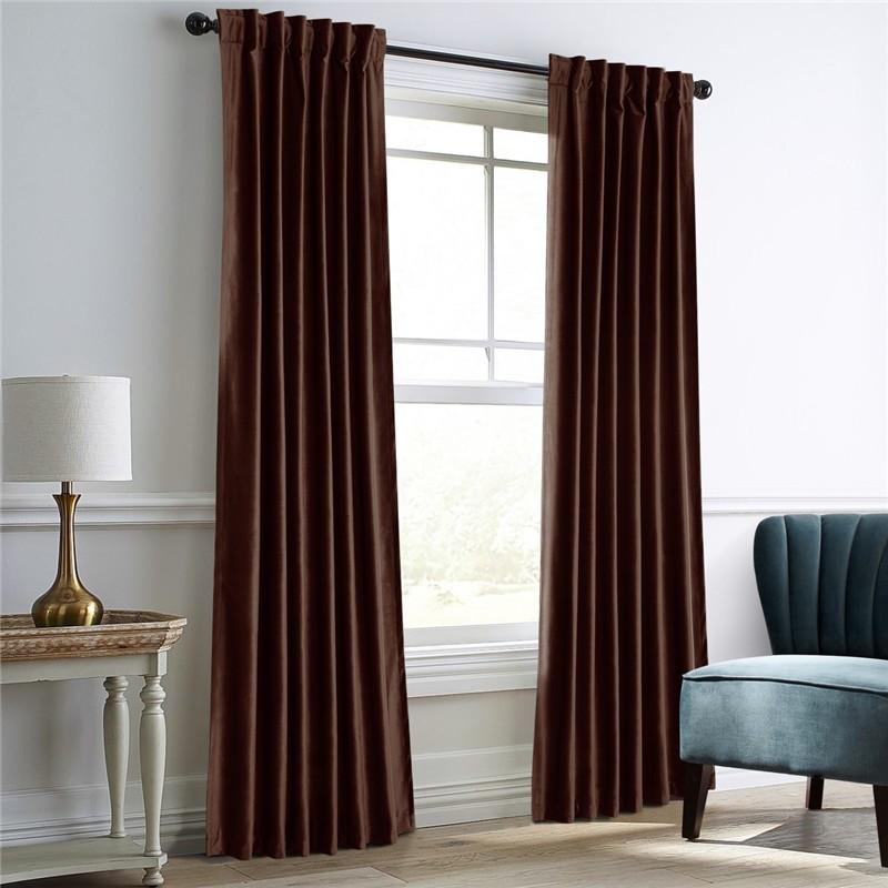 Fleece Solid Color Blackout Curtain Cloth, Living Room Bedroom Blackout Curtain Finished Multi-Color