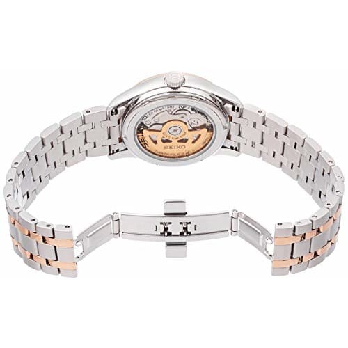 Seiko Presage Men's Automatic Watch (with Manual Winding) with Japanese Garden Motif, Open Heart Movement, and Roman Numerals, SARY174, Pink Gold