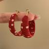 Geometric polka dot cloth earrings Stylish simple earrings Niche retro high-end earrings Women