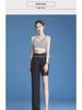 Summer Black High-Waist Ice Silk Wide-Leg Pants for Women
