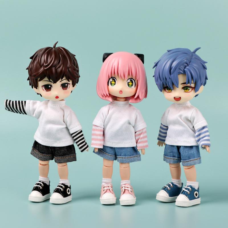 High Quality Pair Of 1:12 Dollhouse Low Top Canvas Shoes Star Pattern Shoes Suit For Ob11 1/12 Bjd Doll Gsc DOD YMY Doll Accessories