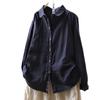 Women's Autumn Double Layer Cotton Long Sleeve Shirt - Solid Color, Casual, Slimming Design