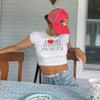 European, American English slogans Printed sexy exposed navel short T-shirt fashionable round neck slim slim top women's multi-picture