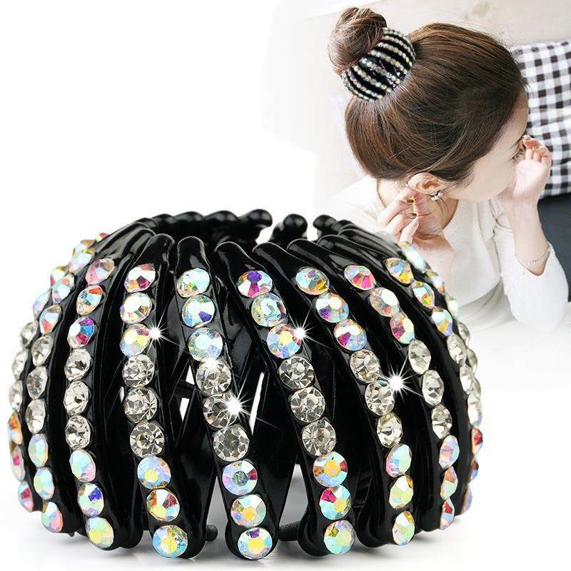 New Fashion Ladies Hair Bun Crystal Hair Claw Hairpin Bird's Nest Expansion Hair Accessories Female Ponytail Buckle Headwear