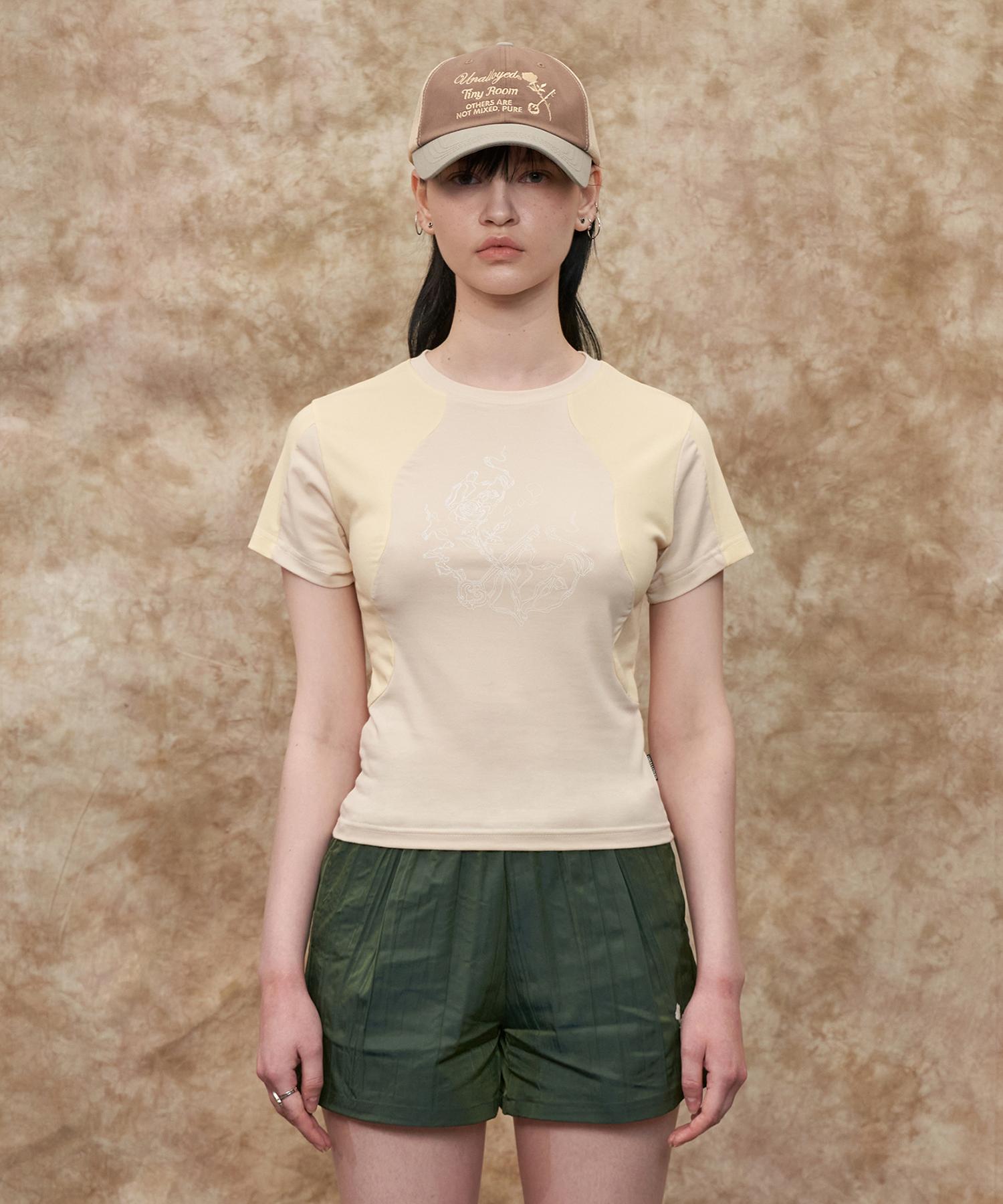 Analogoid Color Block Jersey Top / Light Yellow Light Yellow/Free