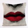 Abstract Nordic facial pattern throw pillow cover with short plush print for living room sofa decoration cushion cover