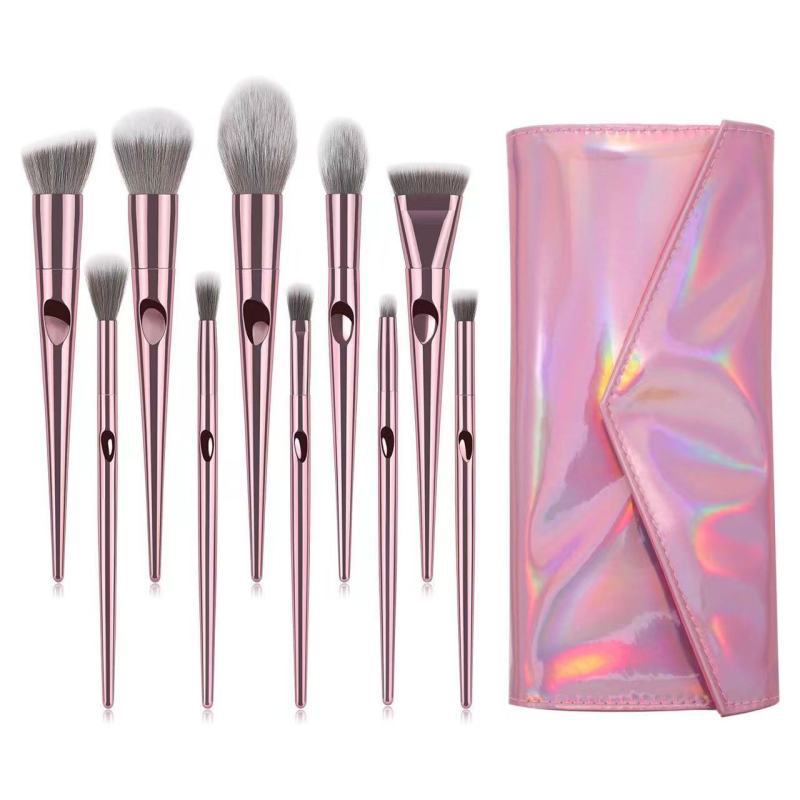 10 Wet and Wild Series Makeup Brush Set, Tapered Finger Print Handle Brush, Eye Brush Makeup
