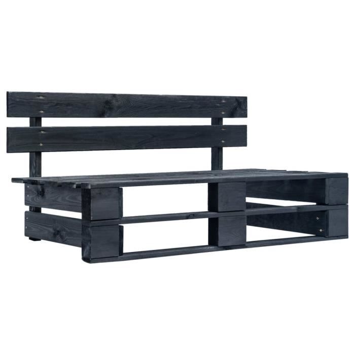 VidaXL Canapé central palette de jardin Noir, Bois de pin imprégné
