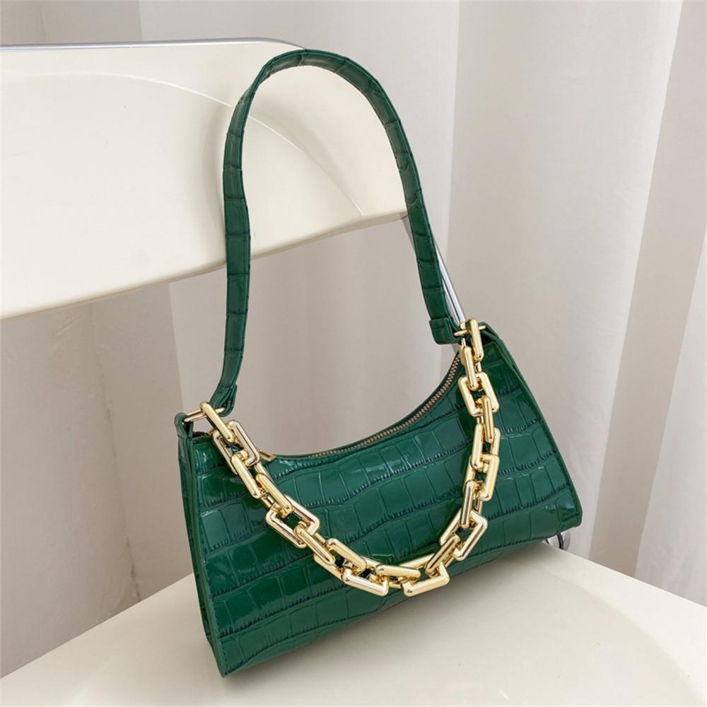 2026 New Retro Crocodile Pattern Zipper Totes Shoulder Bags Pu Leather Solid Color Chain Handbag Underarm Bag Fast Wholesale