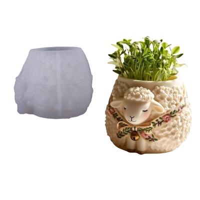 Sheep Shape Silicone Molds Crafting Supplies Perfect for Creating Resin Planter Jewelry Containers Detailed Pattern