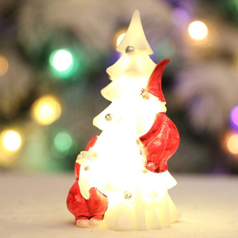 Resin Santa Claus Figurine Resin Material Novelty Christmas LED Light Decorations Climbing Tree Santa Tree Desktop Statues