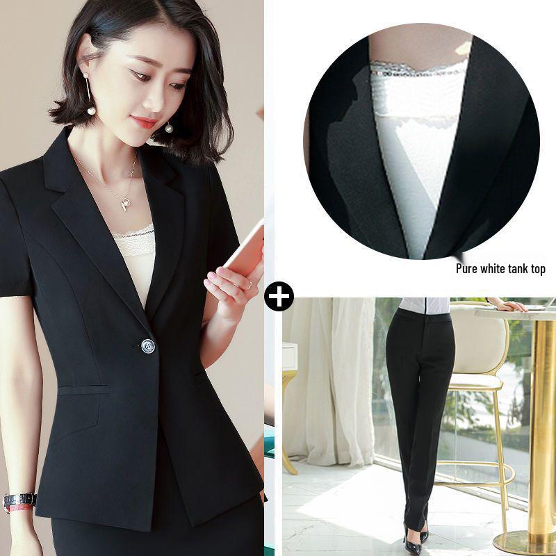 Elegant Women's Summer Suit Set - Professional, Short-Sleeved Front Desk Uniform, Thin Style