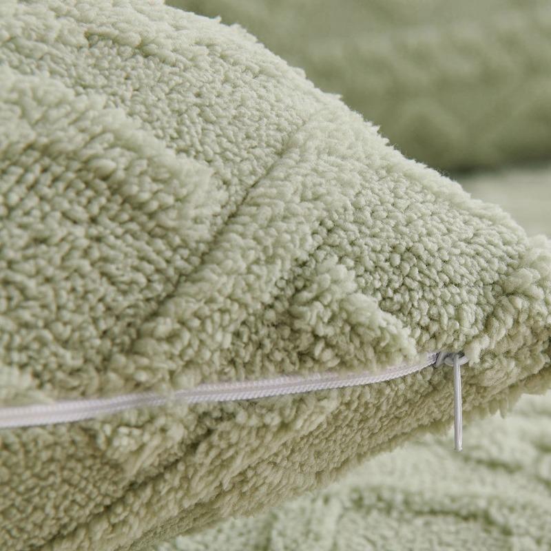 No Pillow Insert Thickened Comfort Cotton Flannel Pillowcase Solid Color Soft Jacquard Sofa Bed Lumbar Support Pillow