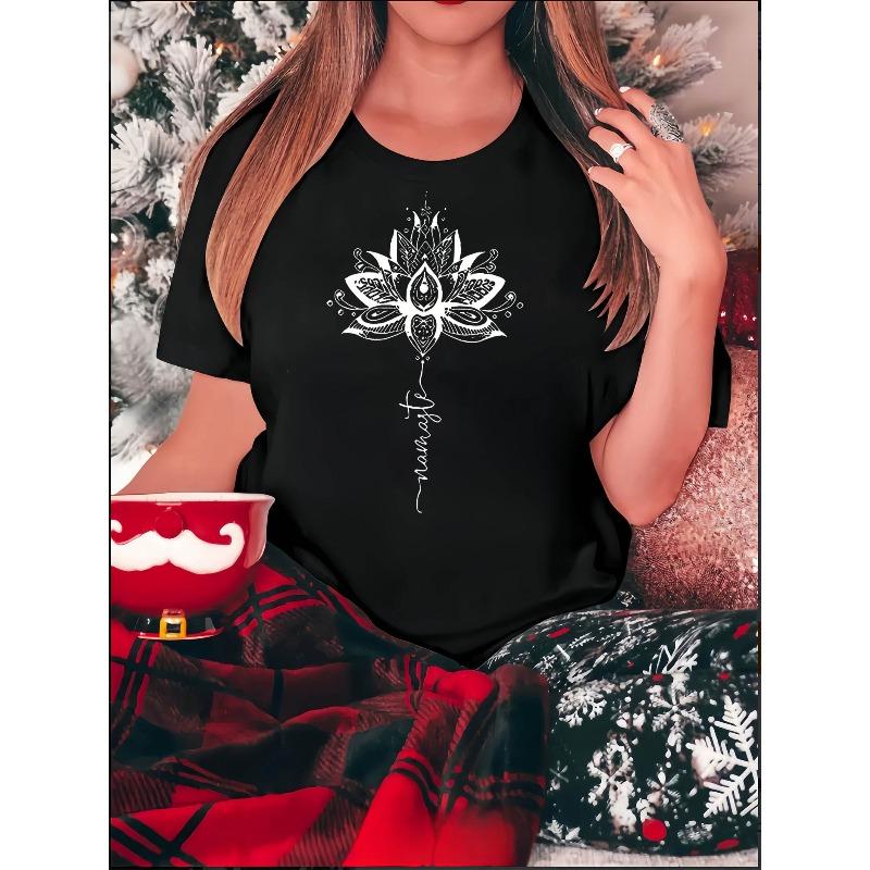 Women s Floral Print Short Sleeve T-Shirt Casual Summer Vacation Fashion Top S