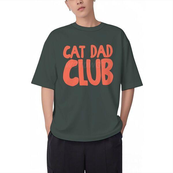 Cotton Mens Clothing Cat Dad Club Print T Shirt High Quality Cotton Male Short Sleeve Streetwear Fun Animal Kitten Tshirts