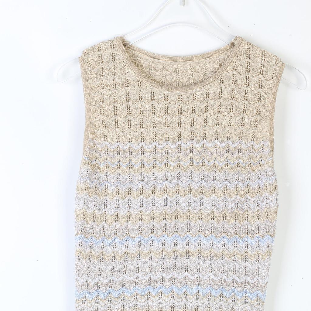 S Family Women's French Sweet Wave Striped Knitted Cardigan Vest Dress for Spring/Summer