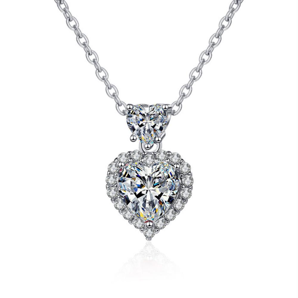 925 Sterling Silver Necklace Shiny Ocean Star Zircon Heart Pendant Necklace Women's Party Birthday Wedding Jewelry Gift