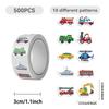 500pcs/roll Truck Ambulance Ship Cars Vehicle Sealing Stickers Funny Cartoon Sticker Decoration Diary Scrapbook Phone Decals Toy