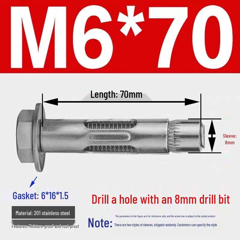 Stainless Steel Expansion Bolt with External Hex & Built-in Hole
