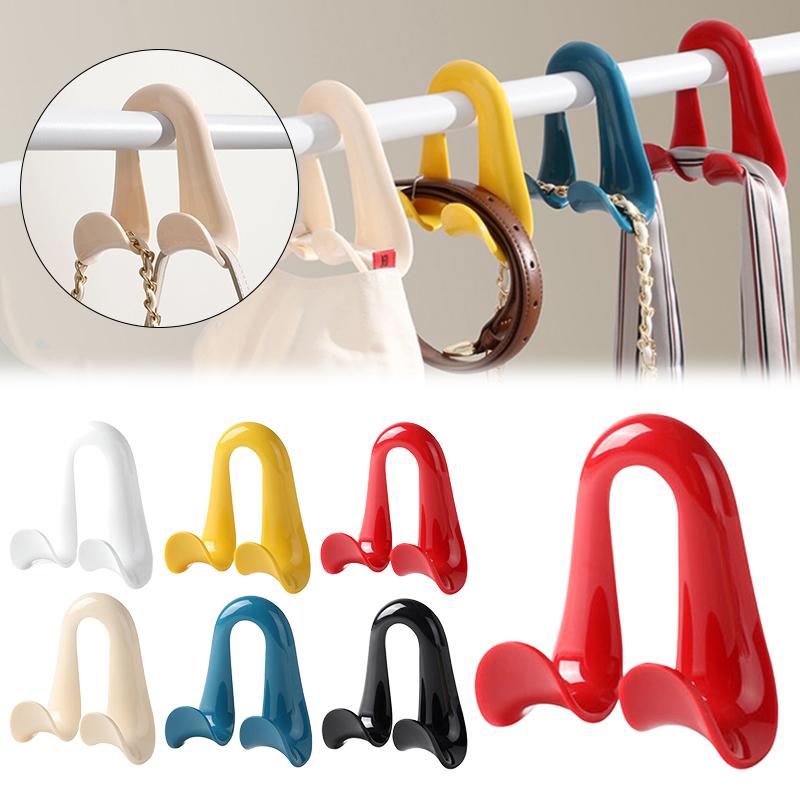 3/2/1Pcs Bag Hanger Hook Double Hooks Space-Saving Clothes Hats Scarf Handbag Storage Rack Wardrobe Backpack Hook
